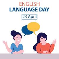 illustration vector grahic of two women are chatting, displaying speech bubbles, perfect for international day, english language day, celebrate, greeting card, etc.