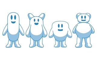 Set character cartoon illustration design. Collection doodle character figures.  Vector illustration