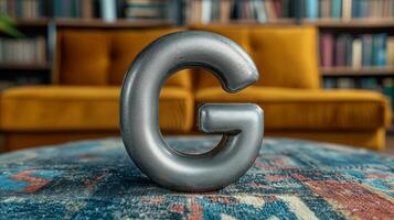 AI generated Large Metal G Letter on Rug photo