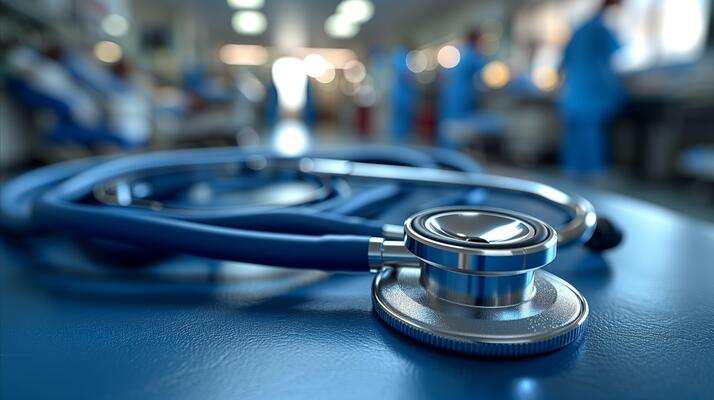 AI generated a blue stethoscope is on a blue background