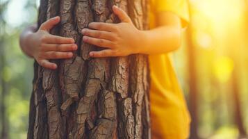 AI generated Person Hugging Tree With Hands photo