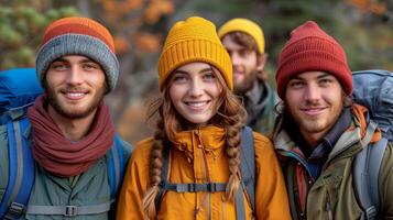 AI generated Group of People Wearing Hats and Scarves photo