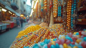 AI generated A stall displaying jewelry in a traditional market photo