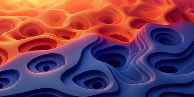 AI generated Abstract orange and blue wavy texture background 3d rendering photo