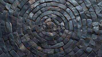 AI generated Abstract spiral pattern texture in black stone for backgrounds photo