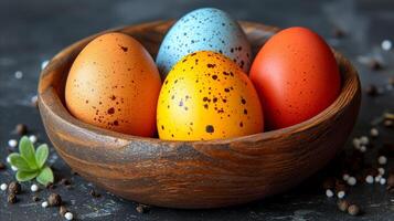AI generated A bowl containing the eggs photo