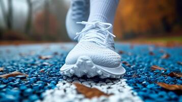 AI generated Close Up of Persons Shoes on Blue Carpet photo