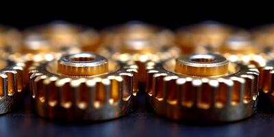 AI generated Close-up of precision engineering parts with golden hue and selective focus photo