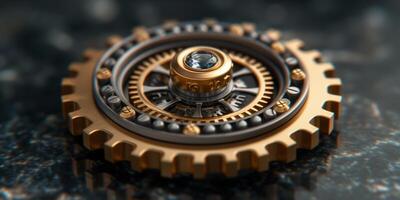 AI generated Precision engineering concept with high-quality gear mechanism close-up photo