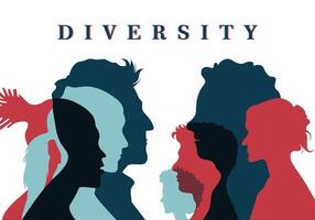 Silhouette of diversity people side overlaping illustration vector template teamwork with different vibes editable