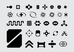 Futuristic abstract asset collection acid shape vector icon y2k Bundle HUD interface game technology separated editable