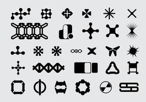 Futuristic abstract asset collection acid shape vector icon y2k Bundle HUD interface game technology separated editable