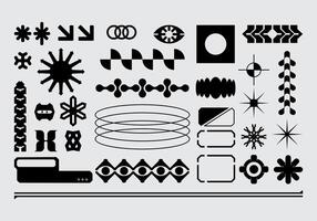 Futuristic abstract asset collection acid shape vector icon y2k Bundle HUD interface game technology separated editable