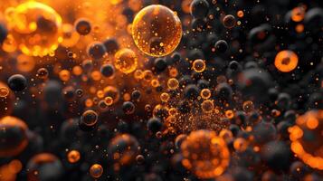 AI generated Abstract composition features vibrant orange and black bubbles in a mesmerizing pattern. Ai Generated photo