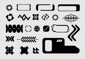 Futuristic abstract asset collection acid shape vector icon y2k Bundle HUD interface game technology separated editable