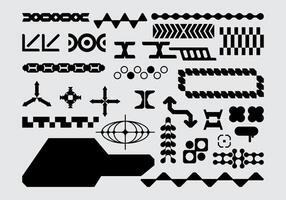 Futuristic abstract asset collection acid shape vector icon y2k Bundle HUD interface game technology separated editable
