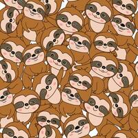 Cute cartoon monkey sloth seamless pattern,illustration vector
