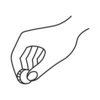 Hand giving coin drawing vector