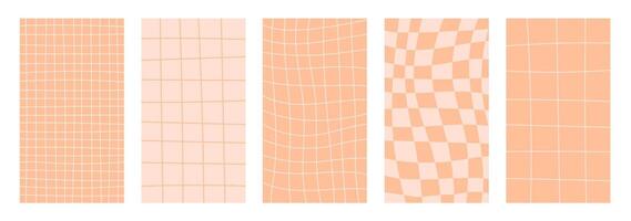 Peach fuzz checkered backgrounds collection vector