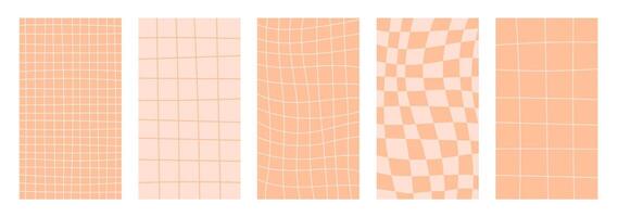 Peach fuzz checkered backgrounds collection vector