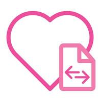 pink love file icon isolated on white background vector