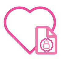 pink love file icon isolated on white background vector