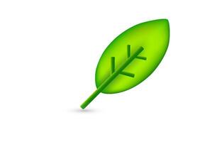 Leaf of tree and plant. Ecology, bio and natural products concept. 3d vector icon.