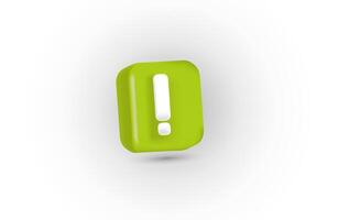 Green exclamation mark symbol and attention or caution sign icon on alert danger problem vector