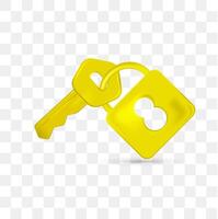 3d Vector Key and padlock icon. Cartoon making yellow padlock isolated on white background.