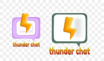 3d thunder chat with flat color vector