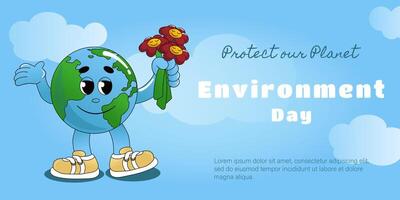 Protect our planet. Illustration for Earth Day. Ecology, environmental issues and environmental protection. Vector illustration for graphic and web design. Vector illustration