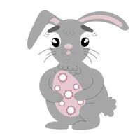 Rabbit holding an easter egg vector illustration
