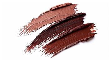 AI generated set of swatches of brown lipsticks. cosmetic product photo