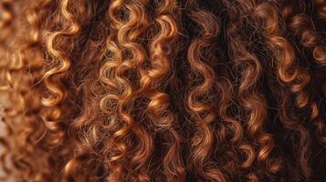 AI generated A cluster of brown curls cascades down in a captivating back view. Ai Generated photo