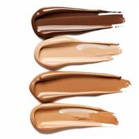 AI generated a set of swatches of liquid foundation for the face, different shades. cosmetic product photo