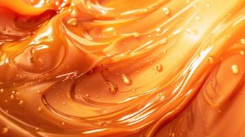 AI generated A luscious liquid toffee background with swirling melted caramel evokes indulgent sweetness. Tempting, Ai Generated. photo