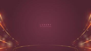 Abstract modern luxury wavy gold line award in dark red background. Luxury premium vector design