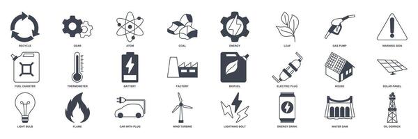 renewable energy, green technology icon set, Included icons as Light Bulb, Folder, Solar Panel, Battery and more symbols collection, logo isolated vector illustration