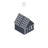 casa con solar panel icono símbolo vector ilustración aislado en blanco antecedentes