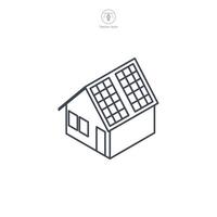 casa con solar panel icono símbolo vector ilustración aislado en blanco antecedentes