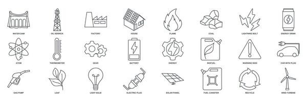 renovable energía, verde tecnología icono colocar, incluido íconos como ligero bulbo, carpeta, solar panel, batería y más símbolos recopilación, logo aislado vector ilustración