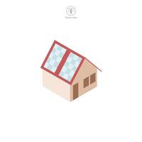 casa con solar panel icono símbolo vector ilustración aislado en blanco antecedentes