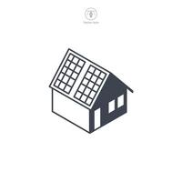 casa con solar panel icono símbolo vector ilustración aislado en blanco antecedentes