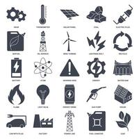 renewable energy, green technology icon set, Included icons as Light Bulb, Folder, Solar Panel, Battery and more symbols collection, logo isolated vector illustration