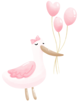 cigüeña con globos png