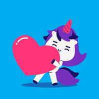 dibujos animados unicornio en amor elemento vector