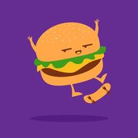 personaje de dibujos animados de hamburguesa vector