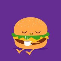 personaje de dibujos animados de hamburguesa vector