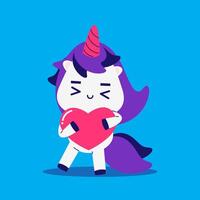 Cartoon unicorn in love element vector