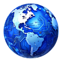 AI generated 3d world global network digital technology png